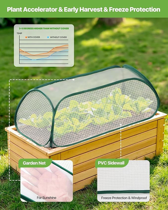 Garden Covers for Raised Beds, Plant Greenhouse Cover for Raised Garden Bed, Freeze Protection Humidity Domes for Gardening Germination and Seedling Propagation, Pest Protection