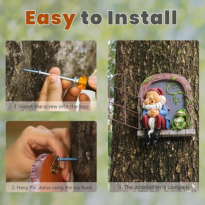 Outdoor Garden Statues, Resin Gnome Tree Hugger, Durable Outdoor Decor, Whimsical Yard Sculpture, Garden Peeker Yard Art, Waterproof & Handcrafted, Unique Garden Ornament Gift