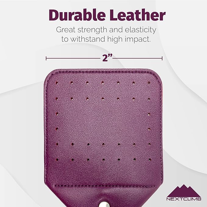 Fly Swatter Heavy Duty Vegan Leather, 21" Thicker Extra Long Sturdy Metal Woven Wire Handle, Manual Large Flies Killer Swatters Insect Smasher Bug Bee Wasp for Indoor and Outdoor (1 Pack, Purple)