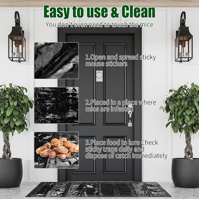 Qualirey 20 Pcs 47 Inch Ultra Large Sticky Mouse Glue Traps Sticky Rat Trap That Work for Rats Roaches Rodents Heavy Duty Pre Baited Mats Indoor Outdoor Catch Pest (Black)