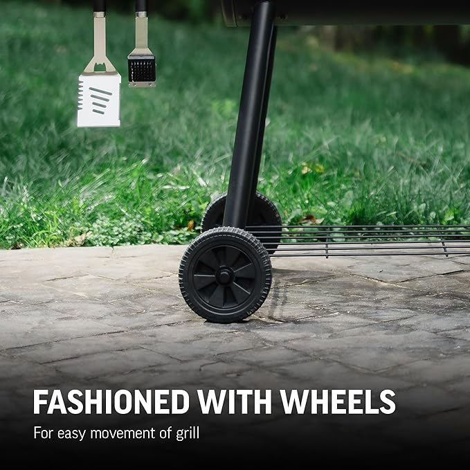 Char-Griller®Smokin Pro Charcoal Grill and Offset Smoker with Side Fire Box, Dual Damper Control, Chrome Plated Steel Warming Rack, 1,130 Cooking Square Inches in Black, Model CG30044223