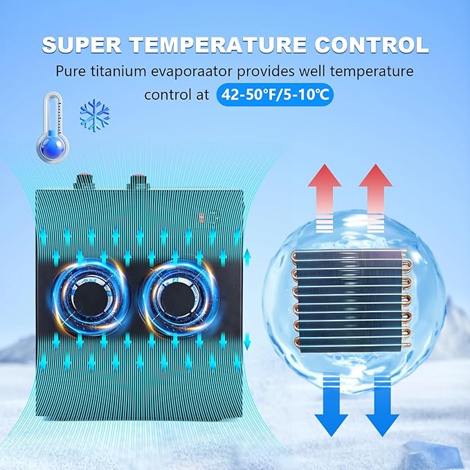 Ice Bath Water Chiller for Cold Plunge Tubs, 1/3 HP Upgraded Ice Bath Chiller with External Filter Water Pump, Ideal for Cold Plunge Recovery Ice Bath Tubs Home Use 110V Cooling Chiller