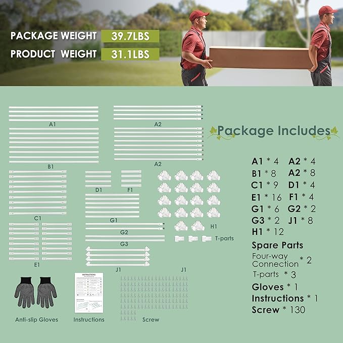 SHANTRA 118'' L x 79'' W x 90.5'' H Grape Vine Support Arch Arbor, Garden Arch Trellis, Plant Climbing Pergola, Arbour Gazebo for Backyard Decoration, White Rack for Vineyard