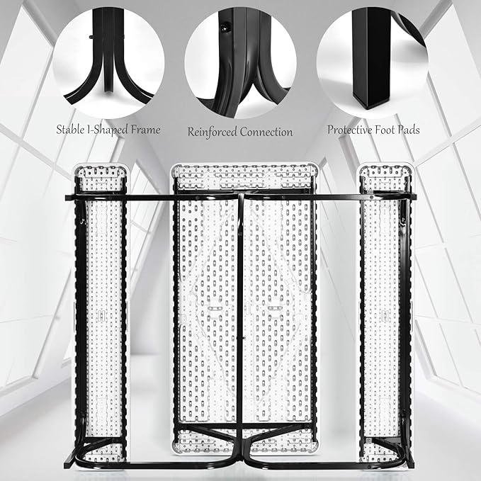 Giantex Picnic Table Bench Set Outdoor Camping All Weather Metal Base Wood-Like Texture Backyard Poolside Dining Party Garden Patio Lawn Deck Large Camping Picnic Tables for Adult (White)