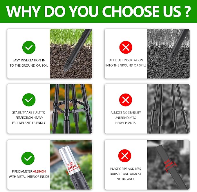 4 Ft Tower Obelisk Trellis for Potted Climbing Plants, Garden Trellis Rustproof Plastic Coated Metal Plant Support for Vegetables, Vines and Rose Bushes