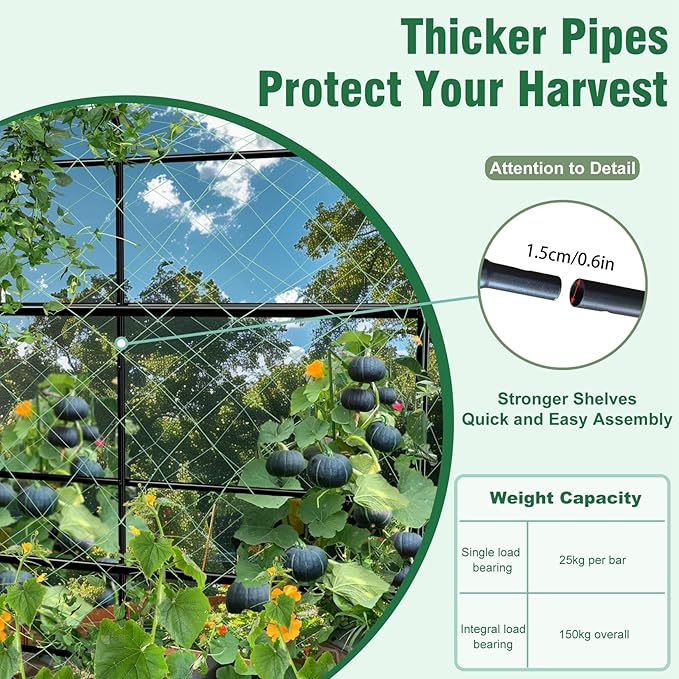 unho Garden Arch Trellis,7.2FT Extra Tall Polyethylene-Coated Stainless Steel Garden Trellis for Climbing Plants Outdoor Garden Trellis Arch for Cucumber Trellis,Metal Trellis for Climbing Plants