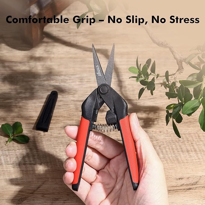 LIVINGO Sharp Garden Pruning Shears - 2 Pack 6.5” Spring Loaded Handles, Non-Stick Teflon Coated Stainless Steel Blades Scissors for Trimming Plant, Flower