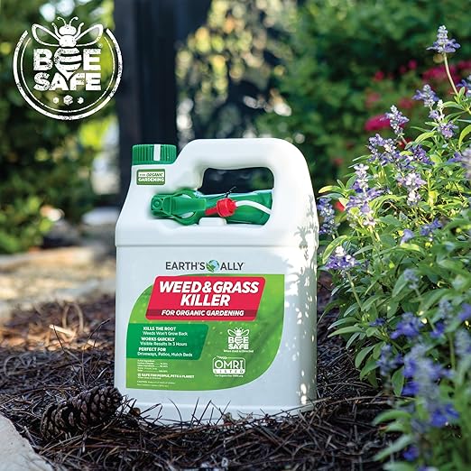 Earth's Ally Weed and Grass Killer 1 gal | Safe, Pet-Friendly Natural Weed Control Spray for Driveways & Sidewalks, Ready-to-Use - Bee Safe, No Glyphosate Weed Killer [OMRI - Amazon]