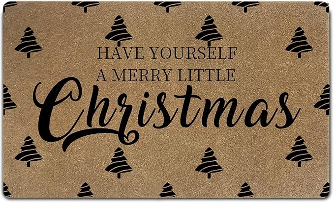 Christmas Faux Coir Door Mats Outdoor, Christmas Tree Door Mat for Home Outside Entryway, Winter Xmas Holiday Welcome Doormat for Indoor Outdoor Porch Entrance, 17x30 Inch