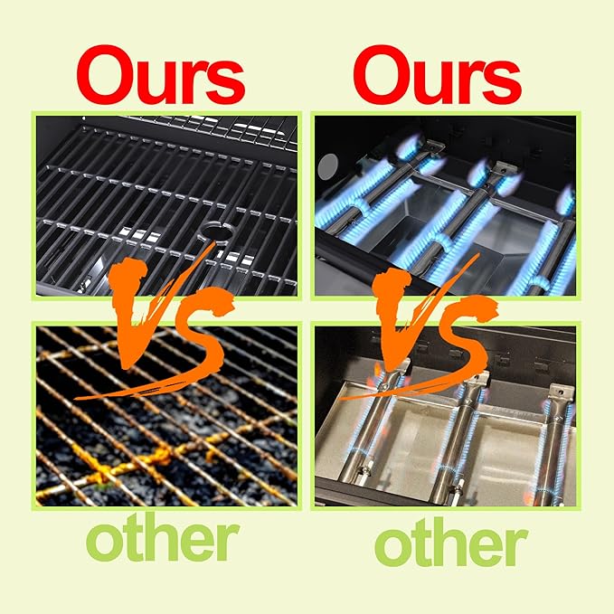 3-Burner Propane Gas Grill with Stainless Steel Cabinet - Outdoor BBQ Grill Side Table, Knob Controls, Cast Iron Grates & Thermometer