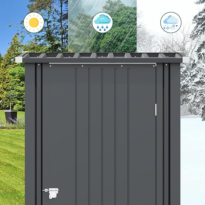 Greesum 3×3FT Outdoor Storage Shed, Metal Patio Storaged Sheds with Lockable Doors, Sheds & Outdoor Storage for Backyard, Pool and Garden, Black