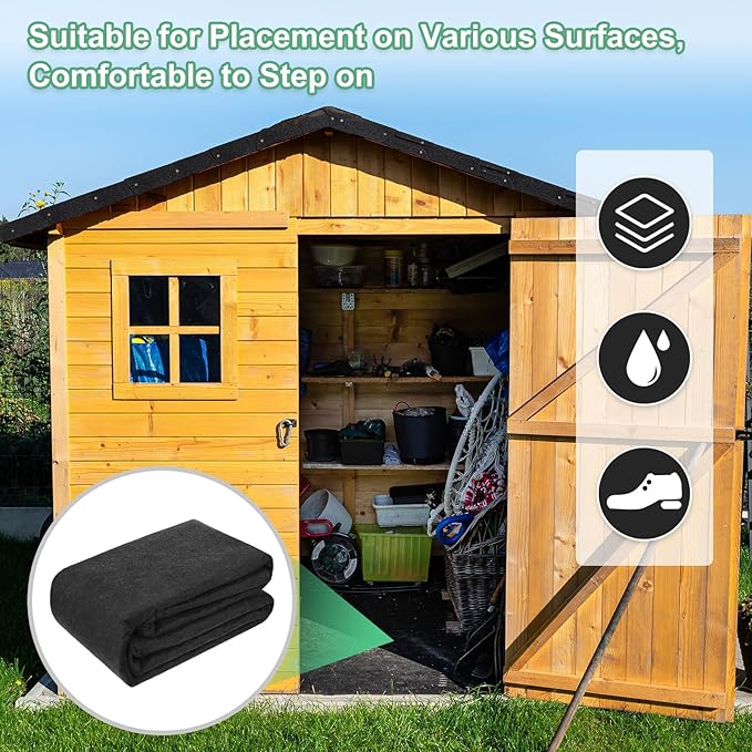 Outdoor Storage Shed Mat, 9.9x12.5 FT Waterproof Small Shed Flooring Mat for Patio Furniture Floor Protecting from Wear/Liquid/Dust/Oil, Non-Slip Carport Pad [Grey]