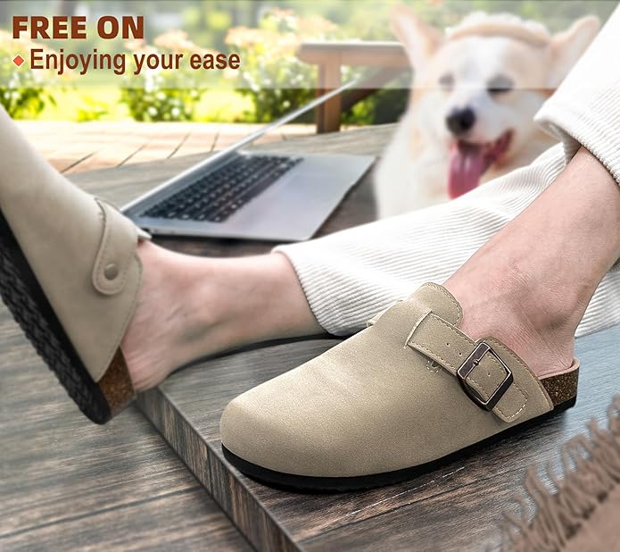 BULLIANT Comfort Clogs Slippers Sandals Nurse Work Shoes Unisex for Men Women with Cushioned Cork-Footbed