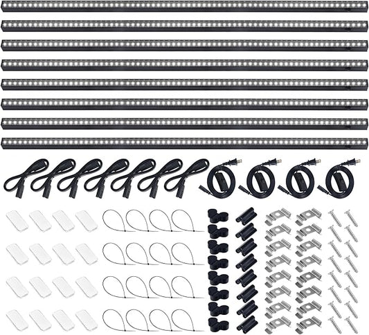 Barrina T5 Plant Lights for Indoor Growing, 3FT 128W (8 X 16W) Led Grow Light with Magnetic Design, Full Spectrum Grow Light Strip with Black Cover, Plug and Play, 5000K, 8 Packs