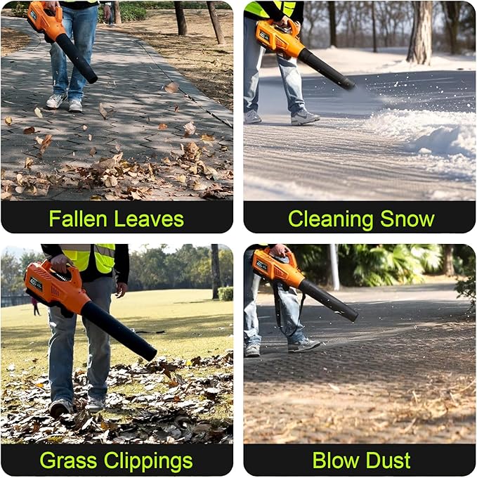 Leaf Blower Cordless with Battery - 40V Powerful Electric Leaf Blower, 600CFM &180MPH and Variable-Speed with 7.5Ah Battery and Charger for Lawn Care, Patio, Dust, Blowing Leaves (Orange)