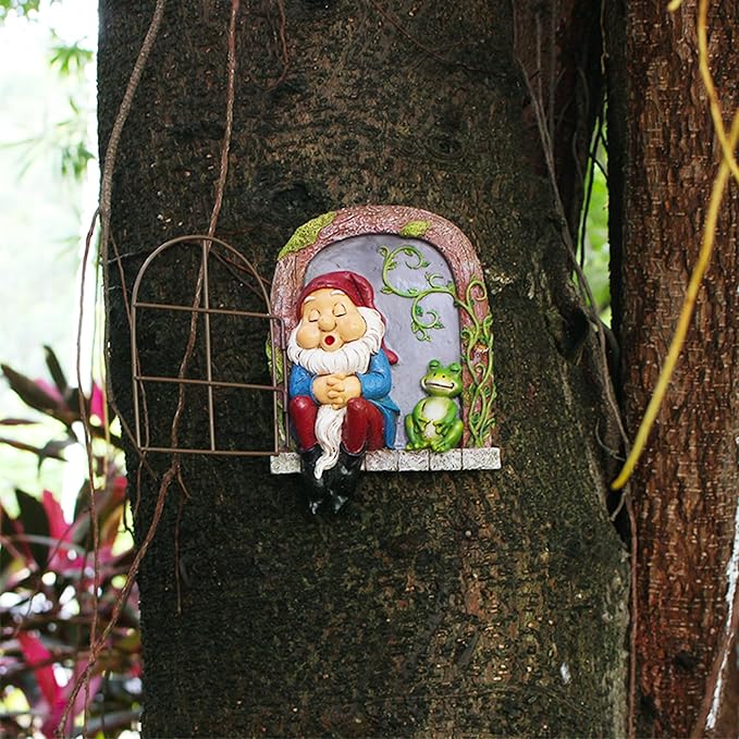 Outdoor Garden Statues, Resin Gnome Tree Hugger, Durable Outdoor Decor, Whimsical Yard Sculpture, Garden Peeker Yard Art, Waterproof & Handcrafted, Unique Garden Ornament Gift