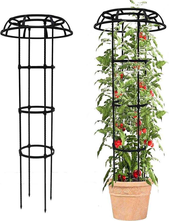 Garden Trellis for Climbing Plants Outdoor, 53 Inch Mushroom Top Trellis for Climbing Plants, Metal Plant Flower Trellises for Vine Grape Vegetable Cucumber Tomato Trellis, 1 Pack