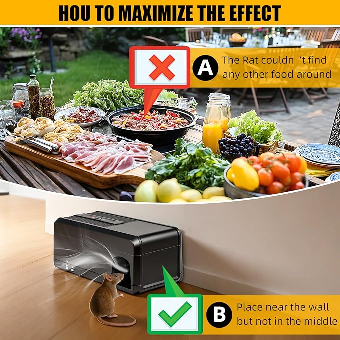 2 Pack Electric Mouse Trap for Indoor Use, High Voltage Reusable Zapper, No-Touch Disposal for Home, Kitchen, Restaurant & Commercial Rodent Killer