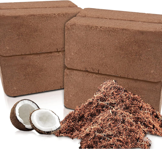 Coco Coir Brick for Plants, 8 Packs 100% Natural Organic Compressed Coconut Coir Fiber with Low EC & PH Balance, High Nutrition Coconut Soil Coco Fiber for Planting, Herbs