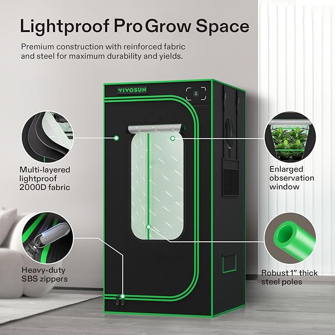 VIVOSUN GIY Plus Smart Grow Tent Kit, 2x2ft 1-Plant System, WiFi-Integrated Automatic Grow System with 2000D Mylar Grow Tent, Full-Spectrum Programmable Grow Light, Enhanced Ventilation & Circulation