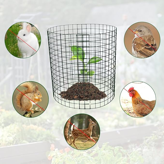 12 Packs 14'' Dia x 14'' H Plant Wire cage 24 Pcs Metal Plant Protection Mesh Plant Cages Bunny Barricades Plant Protection Wire Cage for Flowers Vegetables Protection from Animals