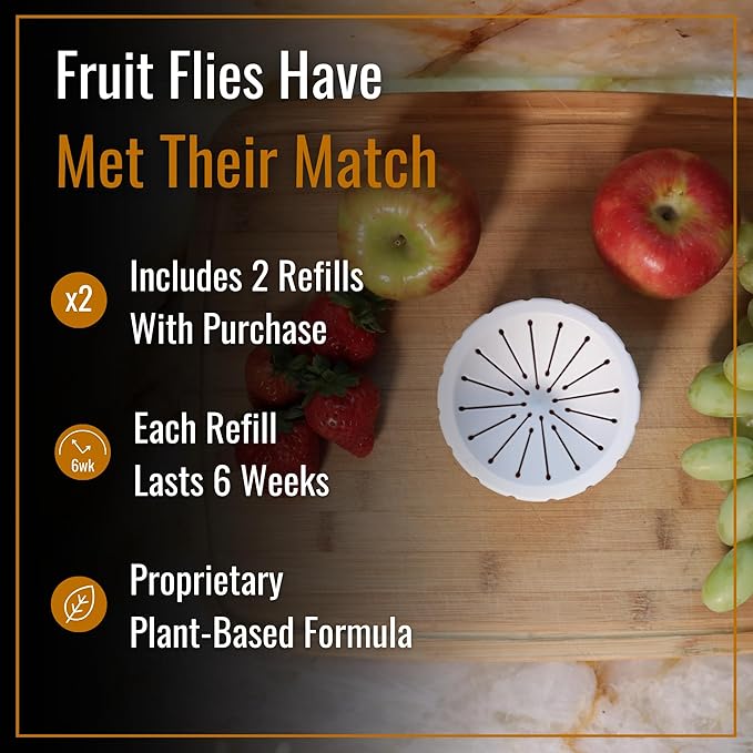 Dr. Killigan's Reusable Fruit Fly Traps for Indoors - Washable with 2 Refills, 80+ Day Supply, Highly Effective for Home and Kitchen