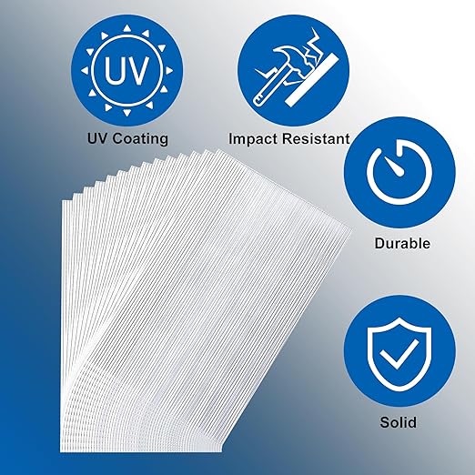 20 Pcs 2' x 4' x 0.15'' Polycarbonate Greenhouse Panels, Twin-Wall Roof Panels Waterproof UV Protected Corrugated Plastic for Greenhouse, Plant Stand Roof (20)