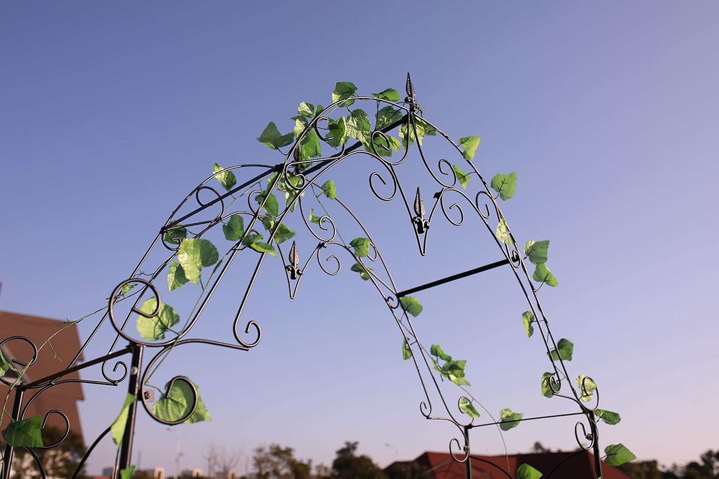 Steel Garden Arch, 8'1" High x 4'2" Wide, Garden Arbor for Various Climbing Plant, Outdoor Garden Lawn Backyard