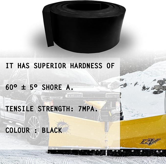 Rubber Snow Plow Cutting Edge – Heavy Duty 84" x 6" x 1" Snowplow Deflector Smooth & Surface-Safe Snow Clearing - Fit for ATV, Tractors, Skid Steers & UTVs Snow Pusher Cutting Edge