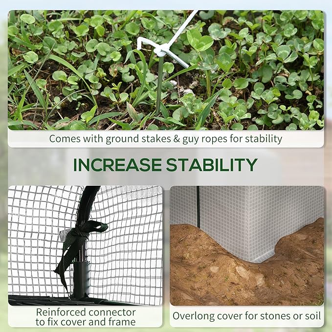 Outsunny 8' x 6' x 7' Walk-in Greenhouse, PE Cover, 4-Tier Shelves, Steel Frame Hot House, Roll-Up Zipper Door for Flowers, Vegetables, Saplings, Tropical Plants, White