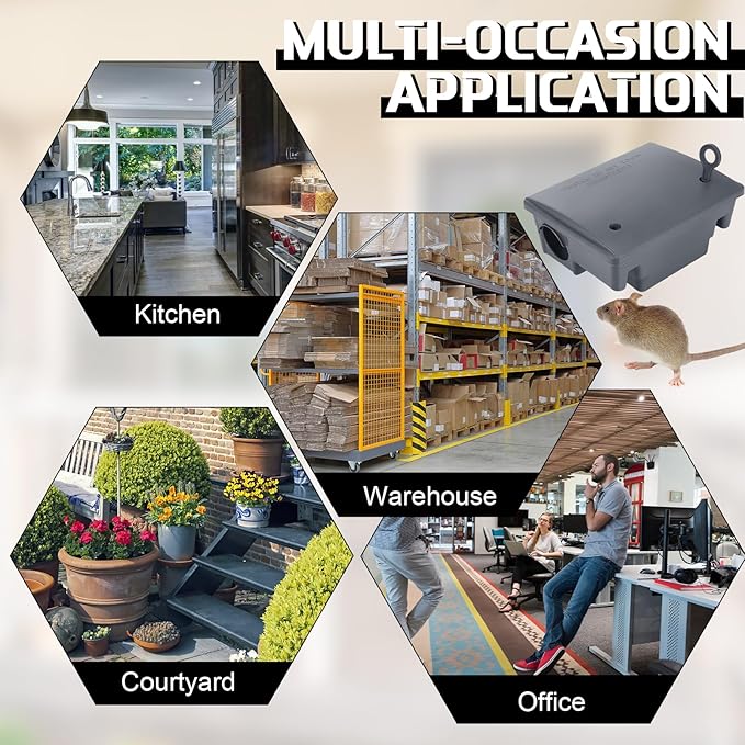 Qualirey 12 Packs Rat Bait Station Box Outdoor Rodent Rat Traps with Key Mouse Bait Station Indoor Mice Box for Outdoor Use Keeping Pets and Children Safe (Grey)