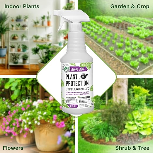 Mighty Mint 32 oz Peppermint Plant Protection Spray - for Spider Mites, Insects, Gnats, Fungus, and Disease with Microfiber Cloth