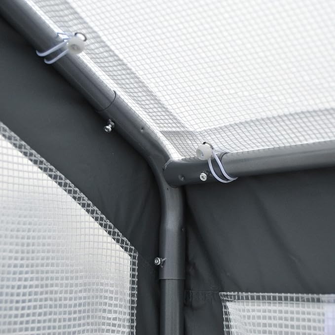 Outsunny 8' x 6' x 7' Walk-in Greenhouse, Outdoor Garden Warm Hot House with 4 Roll-up Windows, 2 Zippered Doors and Weather Cover, White