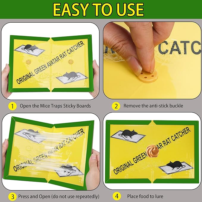 Ezoon 36 Pack Large Mouse Glue Traps with Enhanced Stickiness, Sticky Rat Traps, Sticky Snake Traps, Mouse Traps Sticky Pad Board for House Indoor Outdoor, Easy to Set, Extra Large (8.3" x 12")