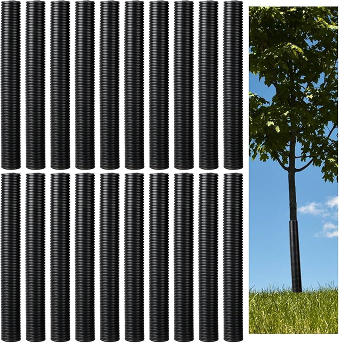 20 Pcs Corrugated Tree Guards Saplings Tree Trunk Protectors from Deer Tree Tubes Guard Tube Wraps to Protect Bark, Sapling from Rodents, Mowers, Animals(15.7 x 2",Black)