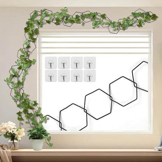 24 Pcs Chain Trellis for Climbing Plants, 120 Inch Long Metal Plant Trellis Indoor Outdoor, Garden Wall Vine Support Trellis, Plant Accessories for Ivy, Peonies, Hexagonal Design Black