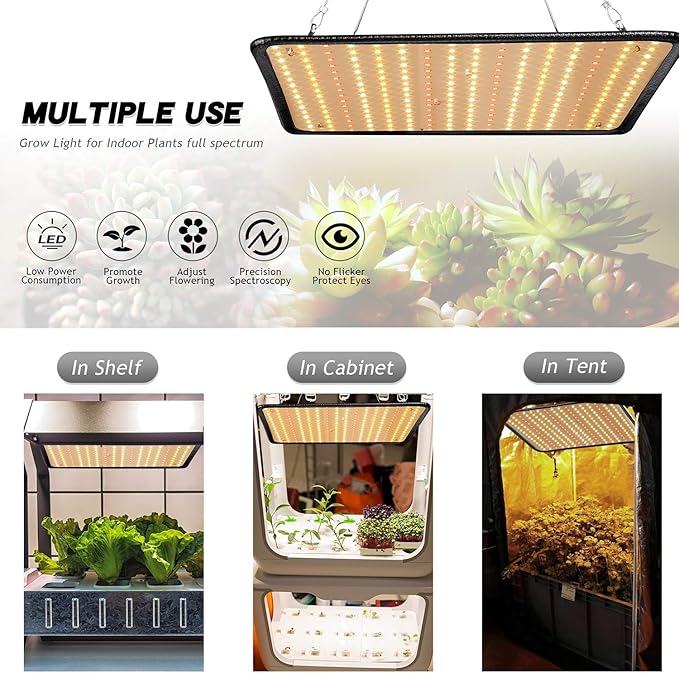 200W LED Grow Light - Full Spectrum, Plant Growing Lamp for Indoor Plants, Greenhouse, Grow Tent, Hydroponics