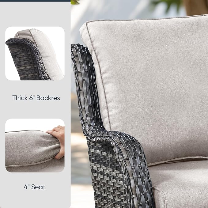 9-Piece Outdoor Patio Cushion Set - Fade & Water Resistant with Removable Olefin Cover, 22x24x4 Inch Memory Foam Cushions for Wicker Sectional Sofa – Beige/Regular