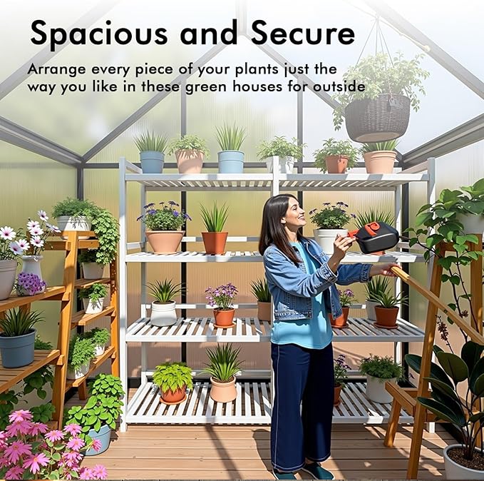 6×4FT Greenhouse for Outdoors, Walk in Green Houses for Outside and Winter Garden Planting, Enhanced Aluminum Mini Greenhouse Withstands Bad Weather to Protect Vegetable or Plants