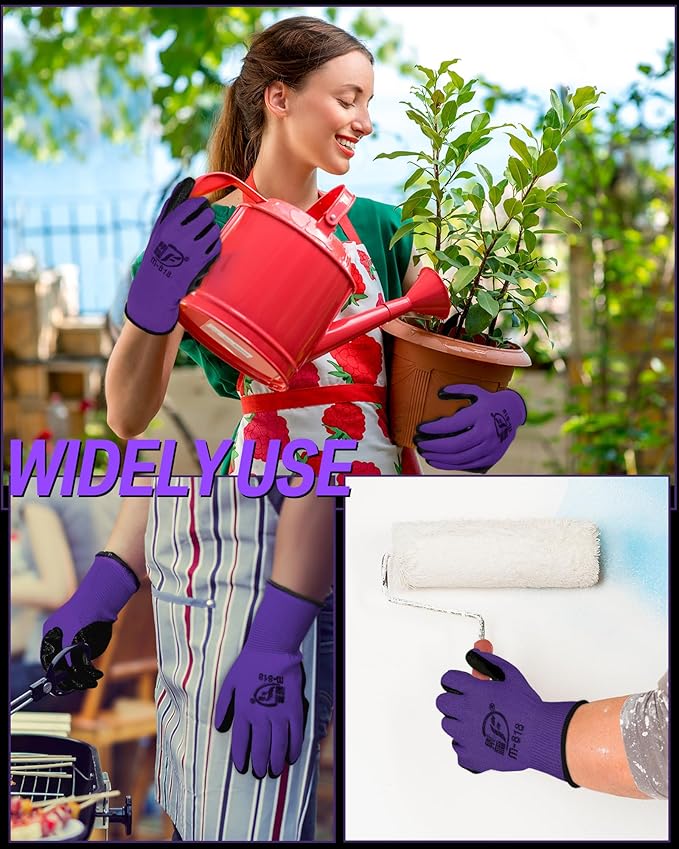 72 Pairs Gardening Work Gloves Bulk for Men Women, Rubber Coated Garden Multipack Safety Construction Glove