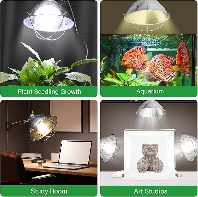 Simple Deluxe Clamp Lamp Light 10.5 Inch Adjustable Aluminum Reflector, Suit for E26 Socket Max 250 Watt Lamp (No Bulb Included), 6 Feet 18/2 SPT-2 Cord, with Bulb Guard, 2 Pack