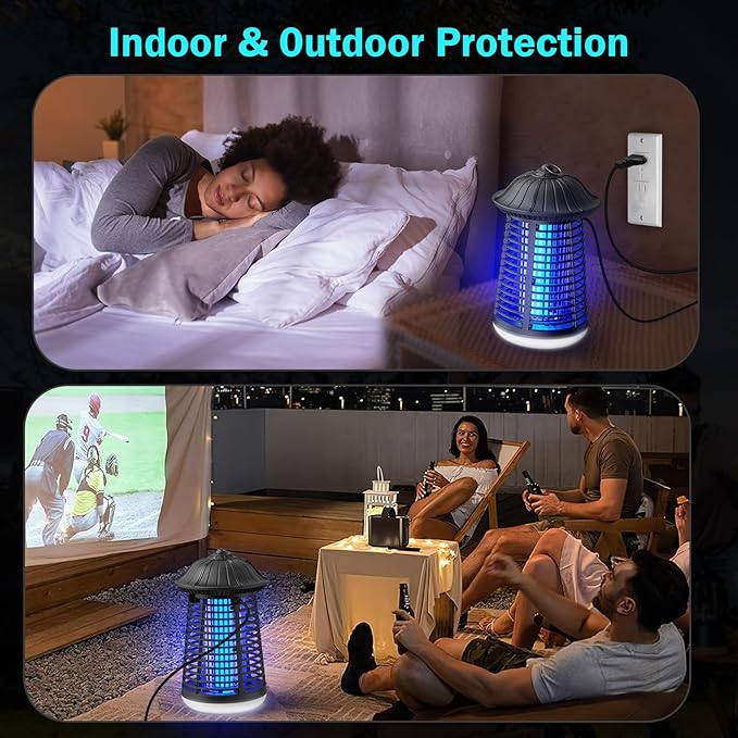 Bug Zapper Indoor Outdoor with LED Light, ZECHUAN Mosquito Killer Lantern, Electronic Fly Trap Insect Killer for Home, Backyard, Patio, Garden