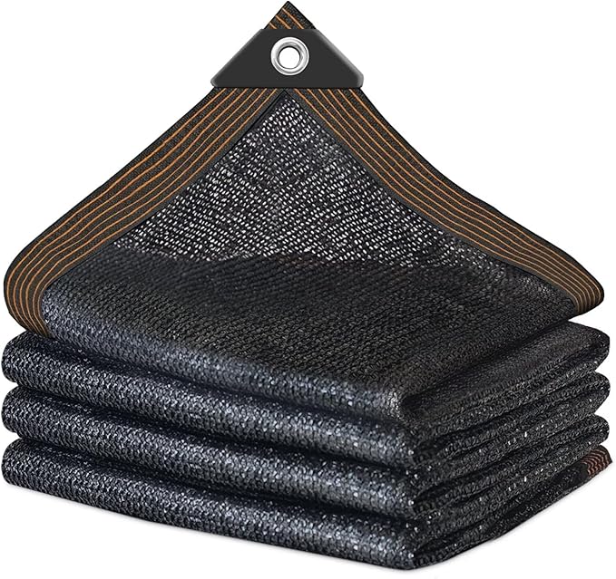 QNLONG Shade Cloth for Garden， 90% Black Shade Net Mesh Tarp with Grommets Sun Shade Cover Tear Resistance for Plants Greenhouse Chicken Coop Vegetables Pergola 6X16FT