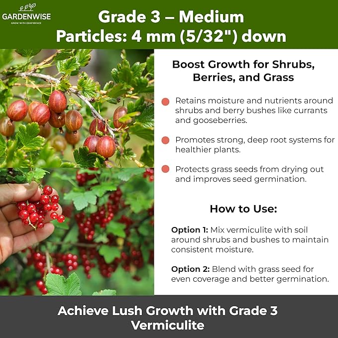 Organic Coarse Vermiculite for Indoor Gardening Plants and Mushrooms – Enhances Soil Aeration, Seed Germination, Rooting Cuttings – Small Packages and Bulk (Vermiculite Grade 3 – Medium, 20 quarts)