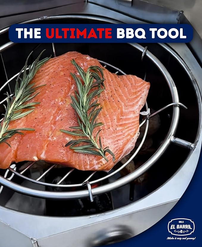 EL BARRIL 20lbs Stainless Steel Foldable Charcoal Smoker & Grill Barrel – Portable Outdoor Smokers with Grilling Accessories