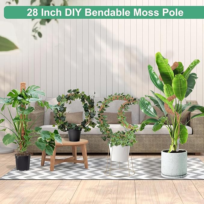 2 Pack Moss Pole, 28 Inch Monstera Plant Support, Moss Poles for Climbing Plants Indoor DIY, Coco Coir Plant Pole Moss Plant Stick Support Stake Kit for Potted Plants, Pothos, Philodendron
