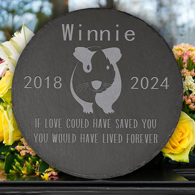 Guinea Pig Memorial Stone Guinea Pig Garden Statue - Guinea Pig Memorial Gifts - Guinea Pig Tombstone - Guinea Pig Loss Gift - Loss of Pet Guinea Pig - Round