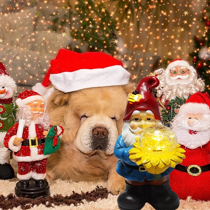 Solar Gnome Waterproof - Gifts for Mom Women Solar Outdoor LED Lights Resin Garden Gnome Statues Decor Lantern Figurines Funny Decorations Outdoor Indoor Porch Decor (Warm White Orb)