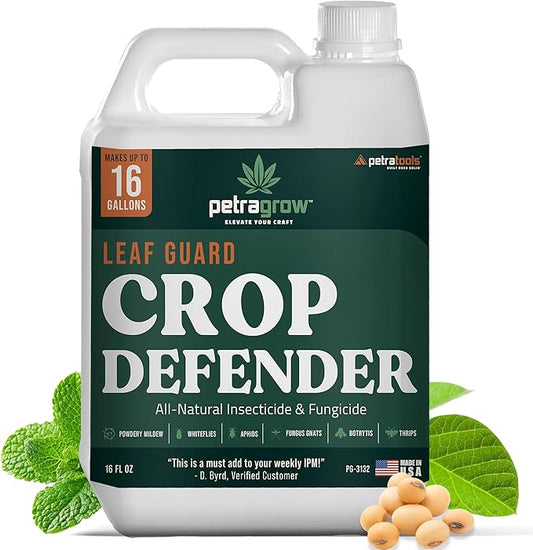 PetraGrow Crop Defender Leaf Guard Super Concentrate Pesticide, Miticide, Plant Fungicide, Insecticide for Indoor Plants, Spider Mite Spray, Powdery Mildew Spray for Plants - 16oz