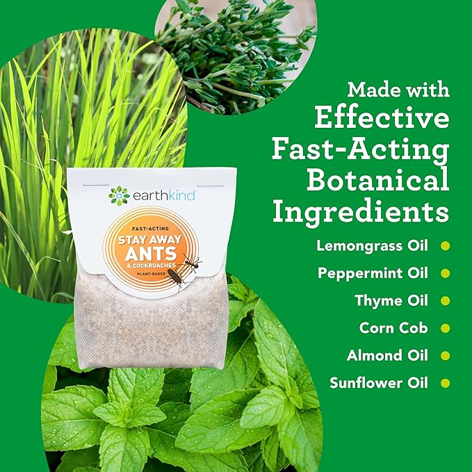 EarthKind Stay Away Ants & Cockroaches Deterrent Pouches - Easy-to-Use, Botanical Pest Control - for Kitchen, Pantry, Countertops & Food Spaces - 6-Pack with Extended Release Pouch Pod